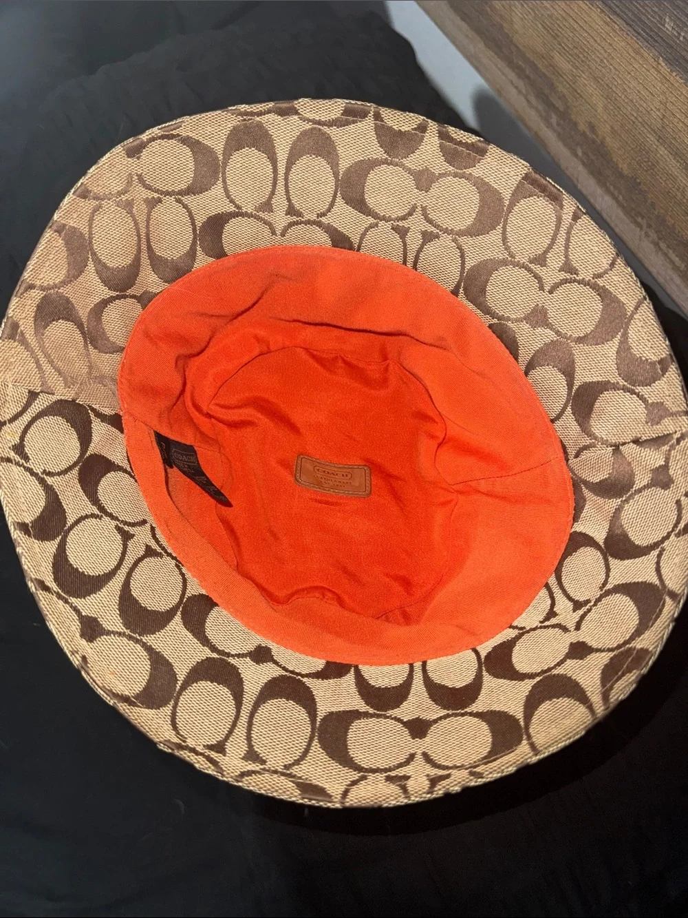 Coach Signature Monogram Bucket Hat in Brown and Tan
